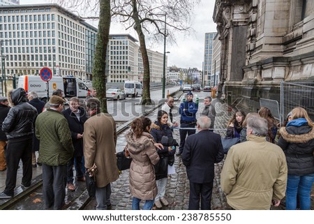 BRUSSELS, BELGIUM - DECEMBER 19, 2014: Police closes the Brussels Palace of Justice over a suspected car bomb in Brussels, Belgium.