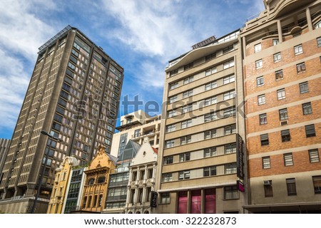 DOWN TOWN BUILDINGS, CAPE TOWN - APRIL, 18 2015: Old buildings in downtown  Cape Town, South Africa