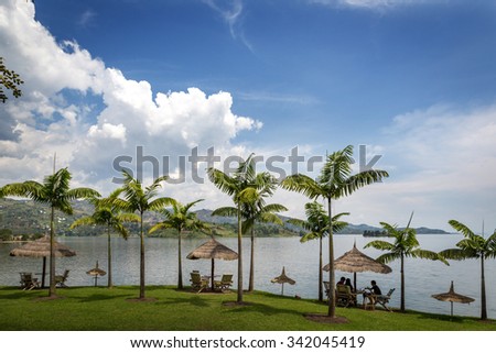 Beautiful landscape on the edge of lake Kivu in Rwanda, East Africa