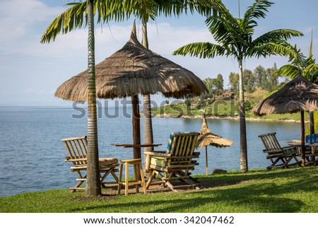 Beautiful landscape at the lake kivu edge in Rwanda, East Africa