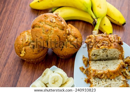 fresh banana nut bread with walnuts