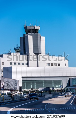 SFO, San Francisco International airport, USA - March 4, 2015: exterior view of control tower