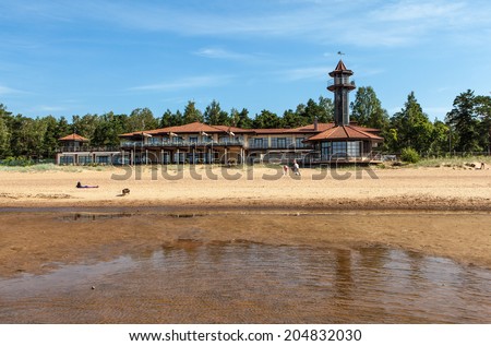 KOMAROVO, RUSSIA - JULY 13, 2014: Photo of On the shore of the Gulf of Finland.