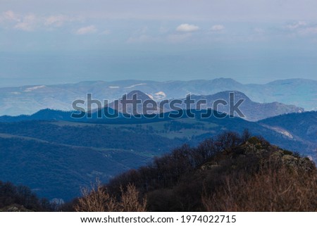 Amazing landscape with village and mountains at Armenia-Georgia state border