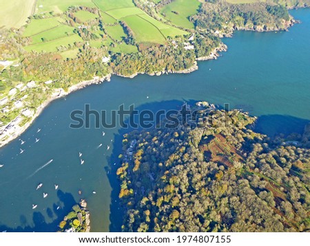 Aerial view of the River Dart at Dartmouth, Devon