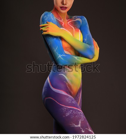 Colorfule body paint , body art concept
