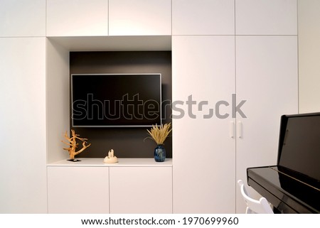 TV set in the cabinet furniture niche. Living room