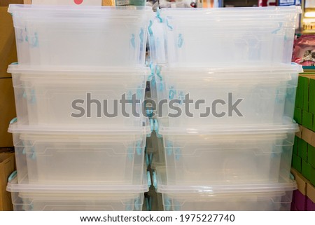 Plastic containers for storing and transporting food. Background