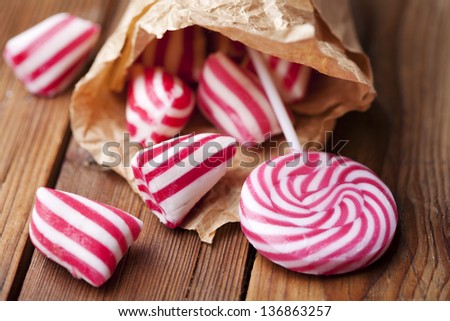 traditional striped peppermint rock candy