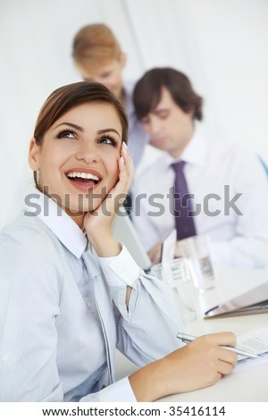 young woman in office,dreaming of her future