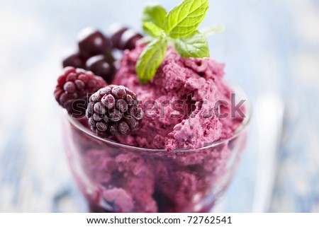 delicious dessert or ice cream, made from fresh berries