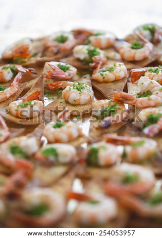 tasty and healthy shrimp on chips