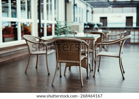 Outdoor chairs at restaurant