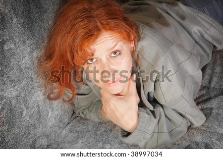 Redhead Woman Without Makeup