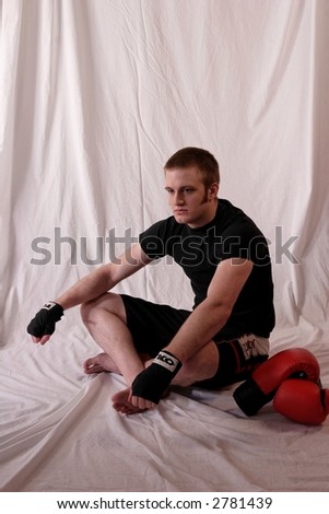 man preparing for a boxing match.