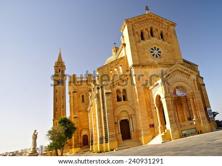 GOZO ISLAND, MALTESE ISLANDS ,EUROPE - NOVEMBER 5, 2014. The National Shrine of the Blessed Virgin of Ta\' Pinu in Gozo Island,one of the maltese island, Mediterranean Europe.