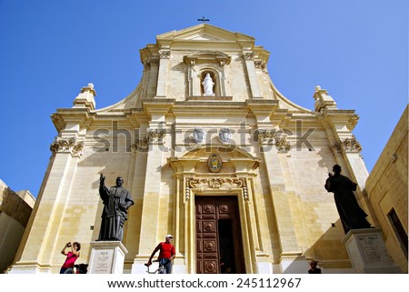 VICTORIA,GOZO ISLAND ,MALTESE ISLANDS - NOVEMBER 5, 2014. Cathedral of Victoria Citadel, capital of Gozo Island, Maltese Islands.