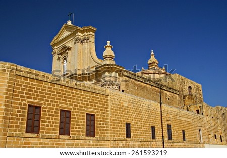 VICTORIA,GOZO ISLAND ,MALTESE ISLANDS - NOVEMBER 5, 2014. Cathedral of Victoria Citadel, known like Rabat, capital of Gozo Island, Maltese Islands.