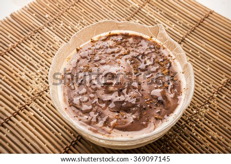 Handmade vanilla and cocoa pudding