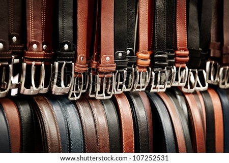bazar booth full of belts