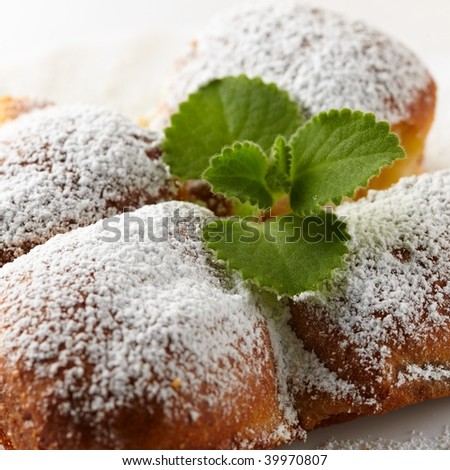tasty austrian cake with jelly on white dish