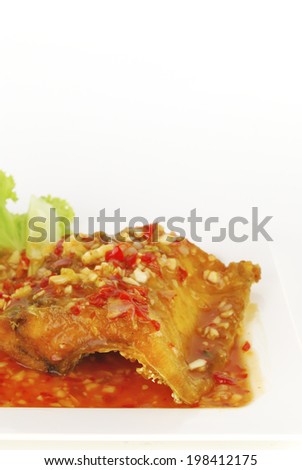 Deep fried fish meat with sweet and sour chili sauce