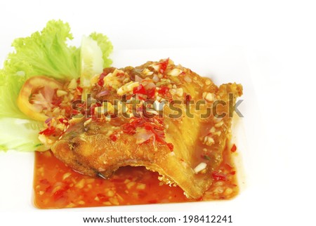 Deep fried fish meat with sweet and sour chili sauce