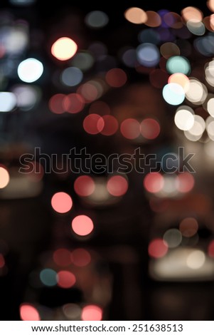 Vintage abstract blur bokeh of Evening traffic jam on road in city , vintage effect