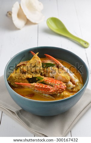 Crab meat coconut milk curry, Thai spicy soup cuisine