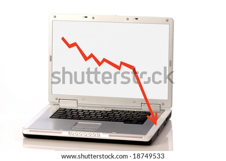 stock market crash chart on laptop screen
