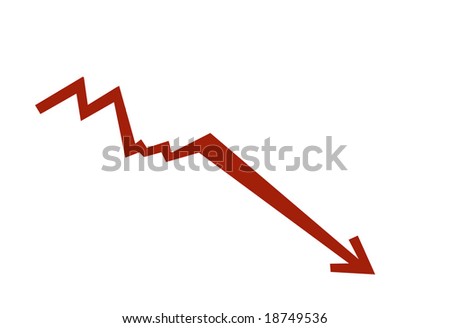stock market crash chart isolated on white