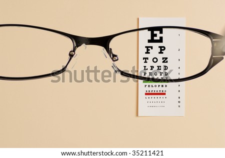 glass  testing  on eye exam chart