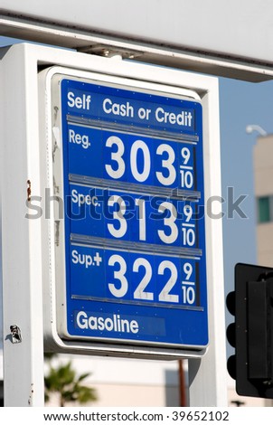 gasoline station price list sign