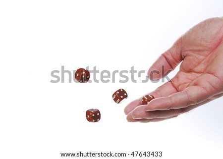 men hand rolling dice isolated on white