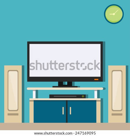 Recreation room, in a flat design