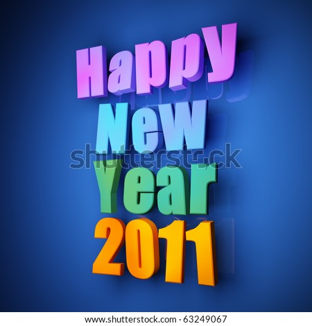 Colorful words of happy new year 2011 on blue background