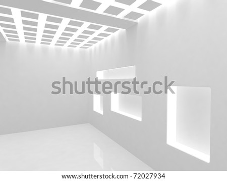 Empty modern shop with illumination shelf