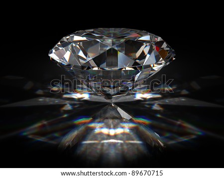 Brilliant diamond on black surface