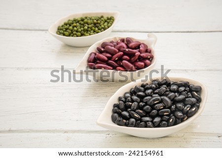 Black beans, red beans and mung beans