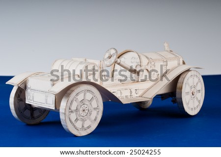 Low view of cardboard car model