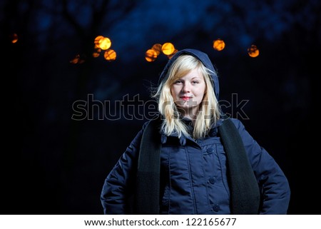 Portrait of young woman at forest