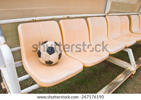 soccer ball on bench