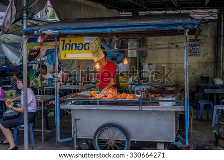 Thailand 2015 Oct 22, Local street food shop at Sui-Siripan Market.Chantaburi town Thailand