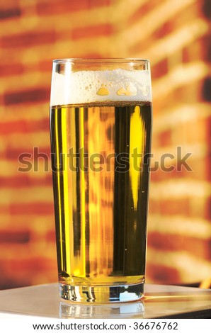 a glass of beer in the restaurant