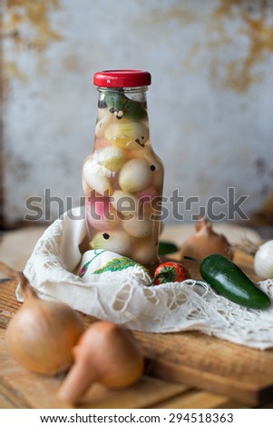 Pickled onions in the jar