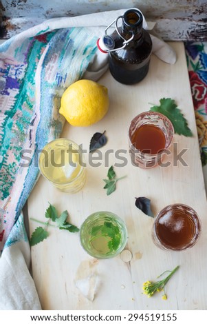 Set of different spring drinks