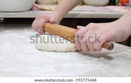 cooking delicious cakes and pies, of rolling dough