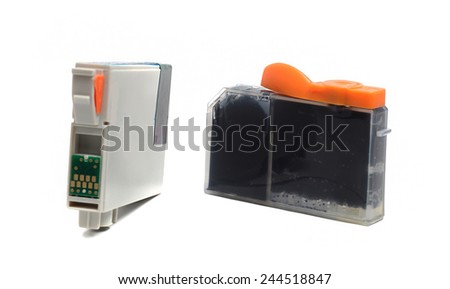 inkjet printer cartridges isolated on a white background