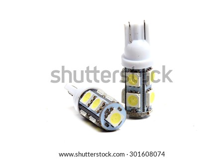 small LED bulbs on a white background