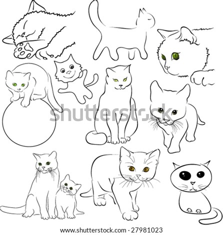 Cats And Kittens Cartoon. different cats and kittens